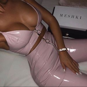 Meshki polyvinyl nude pink crop top